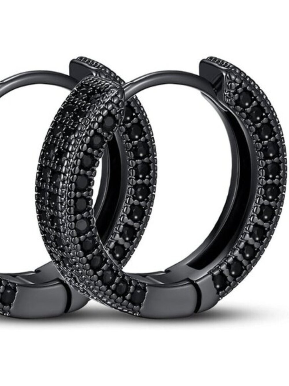 Men's Black Garnet Sapphire Emerald CZ Diamond Huggie Hoop Earrings